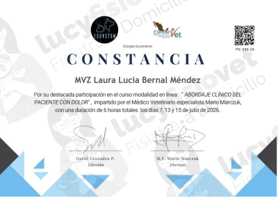 Constancia de Curso de Abordaje Clínico del Paciente con Dolor, modalidad en línea