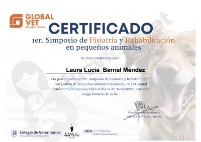 Constancia del Simposio de Fisiatría y Rehabilitación en Pequeños Animales, Buenos Aires